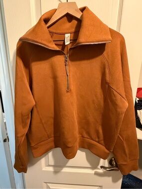 SPANX Air Essentials Half Zip-Front Pullover in Rust XL